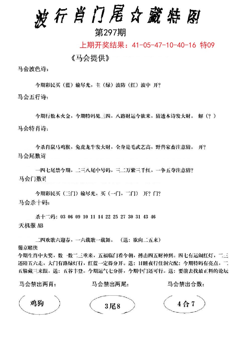 2024297期波行肖尾藏特图