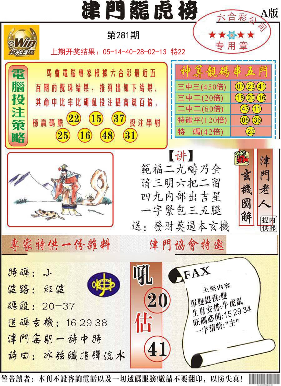 2024281期津门龙虎榜A