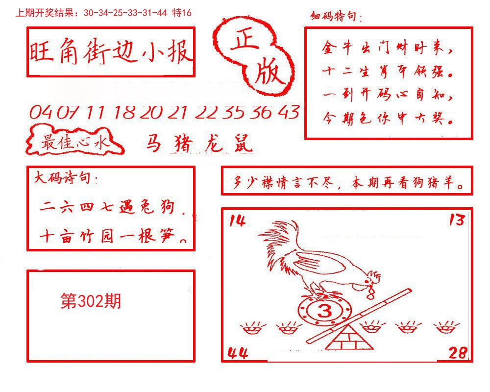 2024302期旺角街边小报