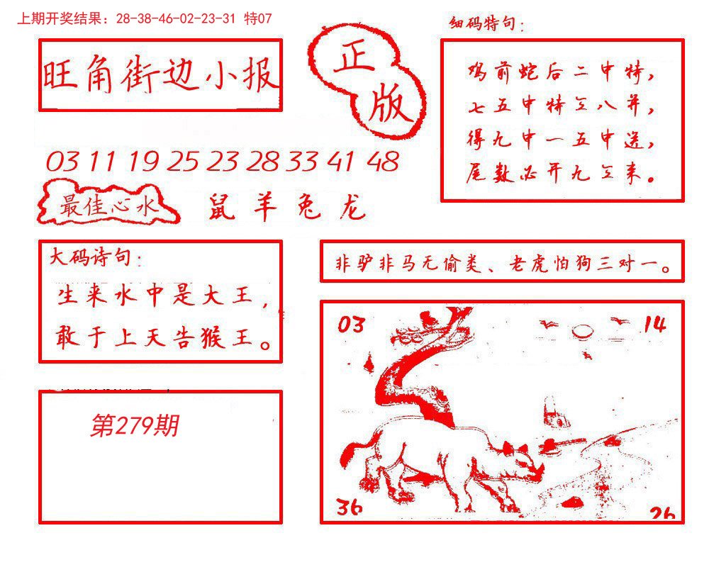 2024279期旺角街边小报