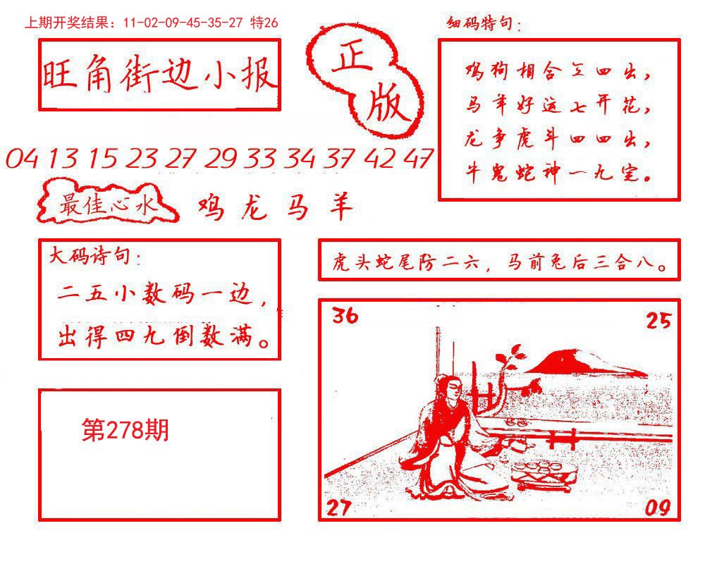 2024278期旺角街边小报