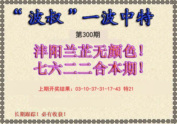 2024300期波叔一波中特