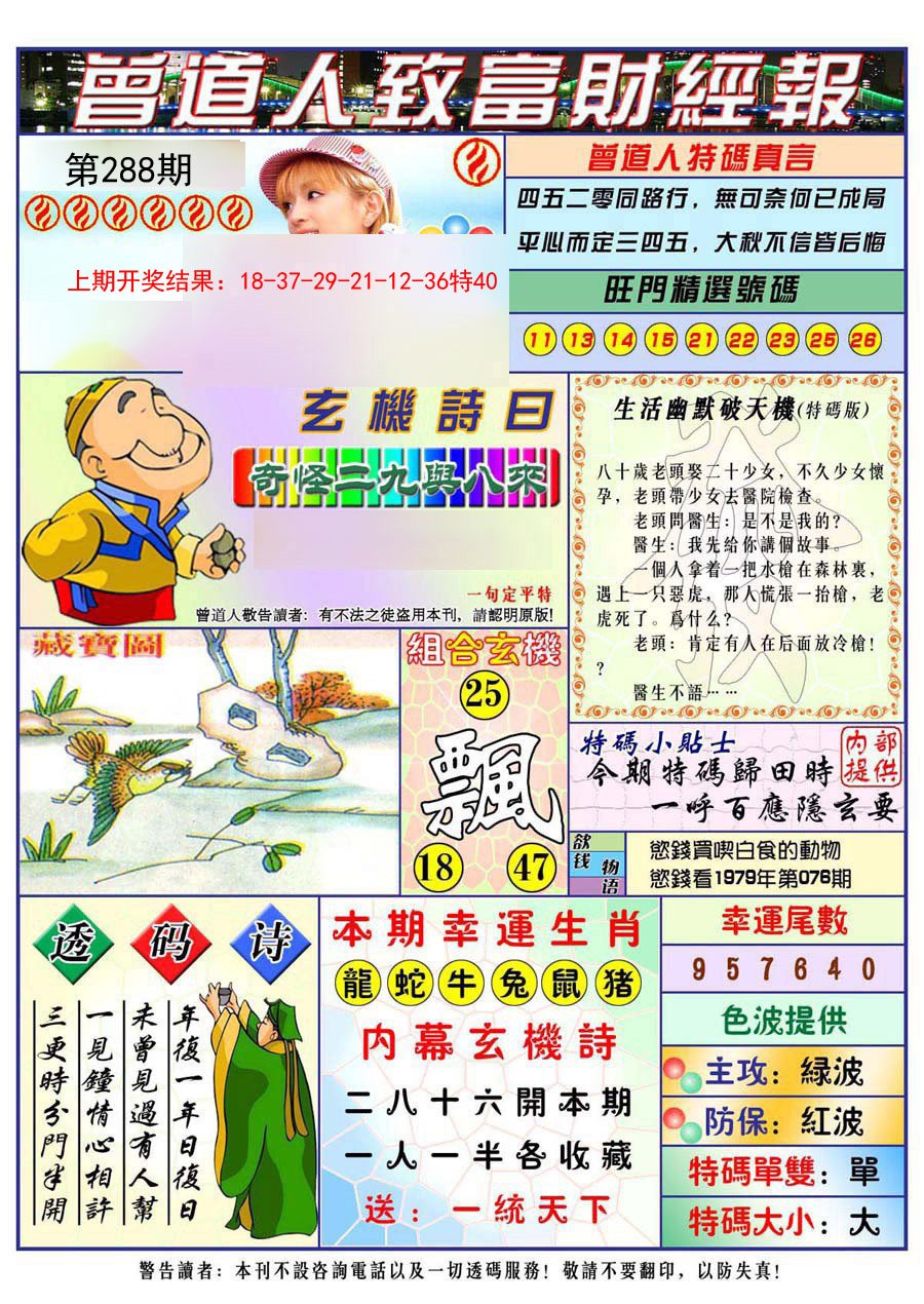 2024288期曾道人致福财经