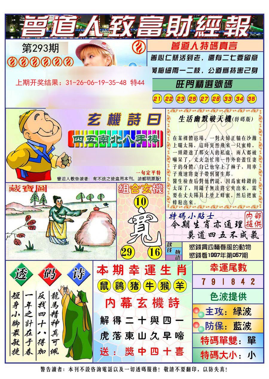 2024293期曾道人致福财经