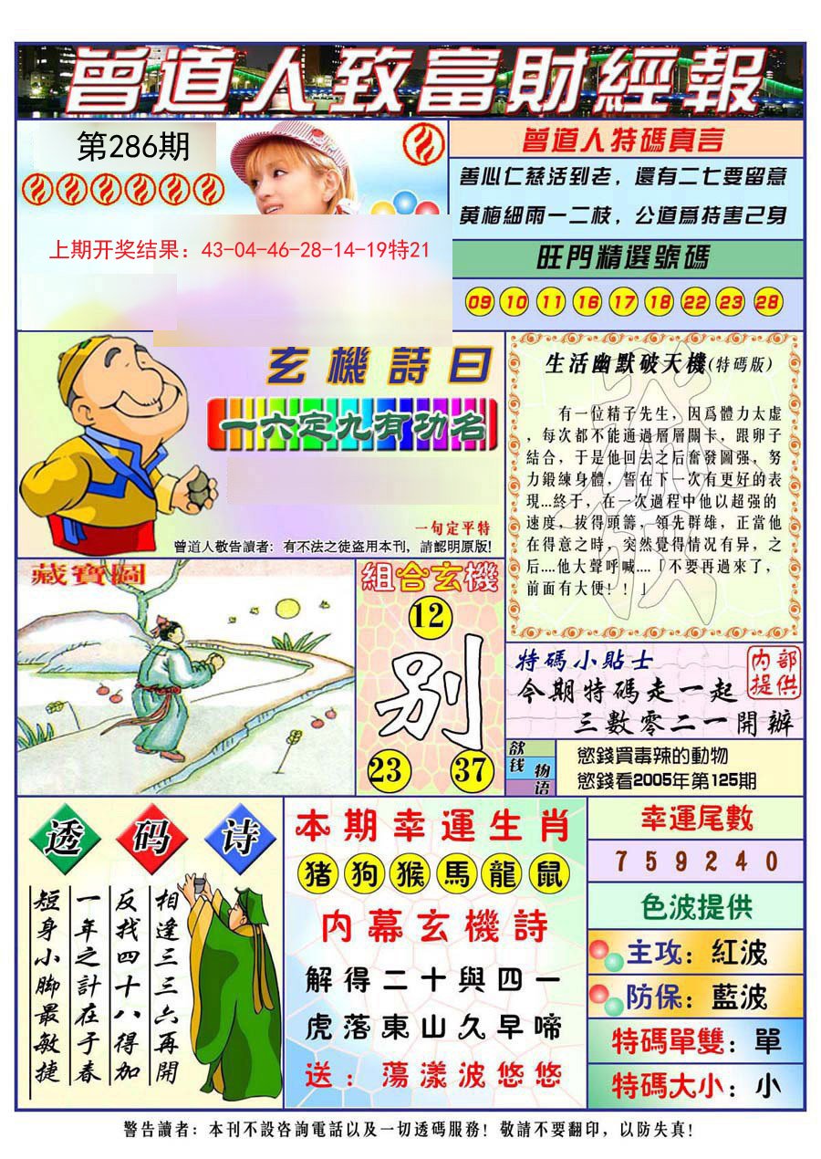 2024286期曾道人致福财经