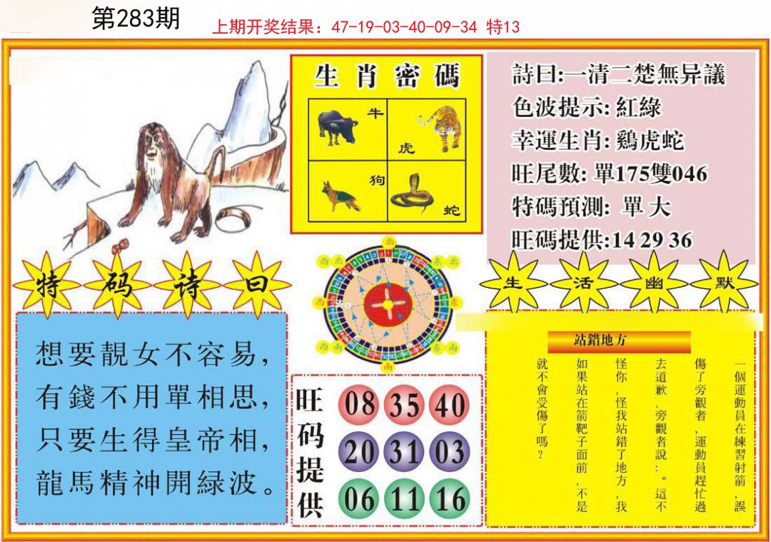 2024283期台湾八卦解宝图