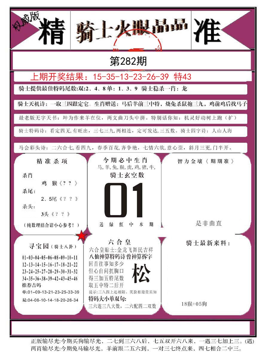 2024282期骑士火眼晶晶B
