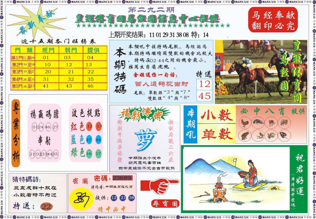 2024292期体育网马经图
