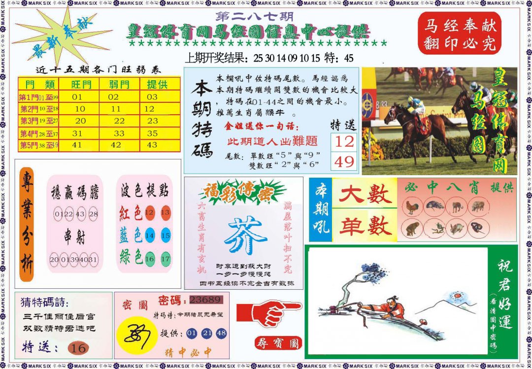 2024287期体育网马经图