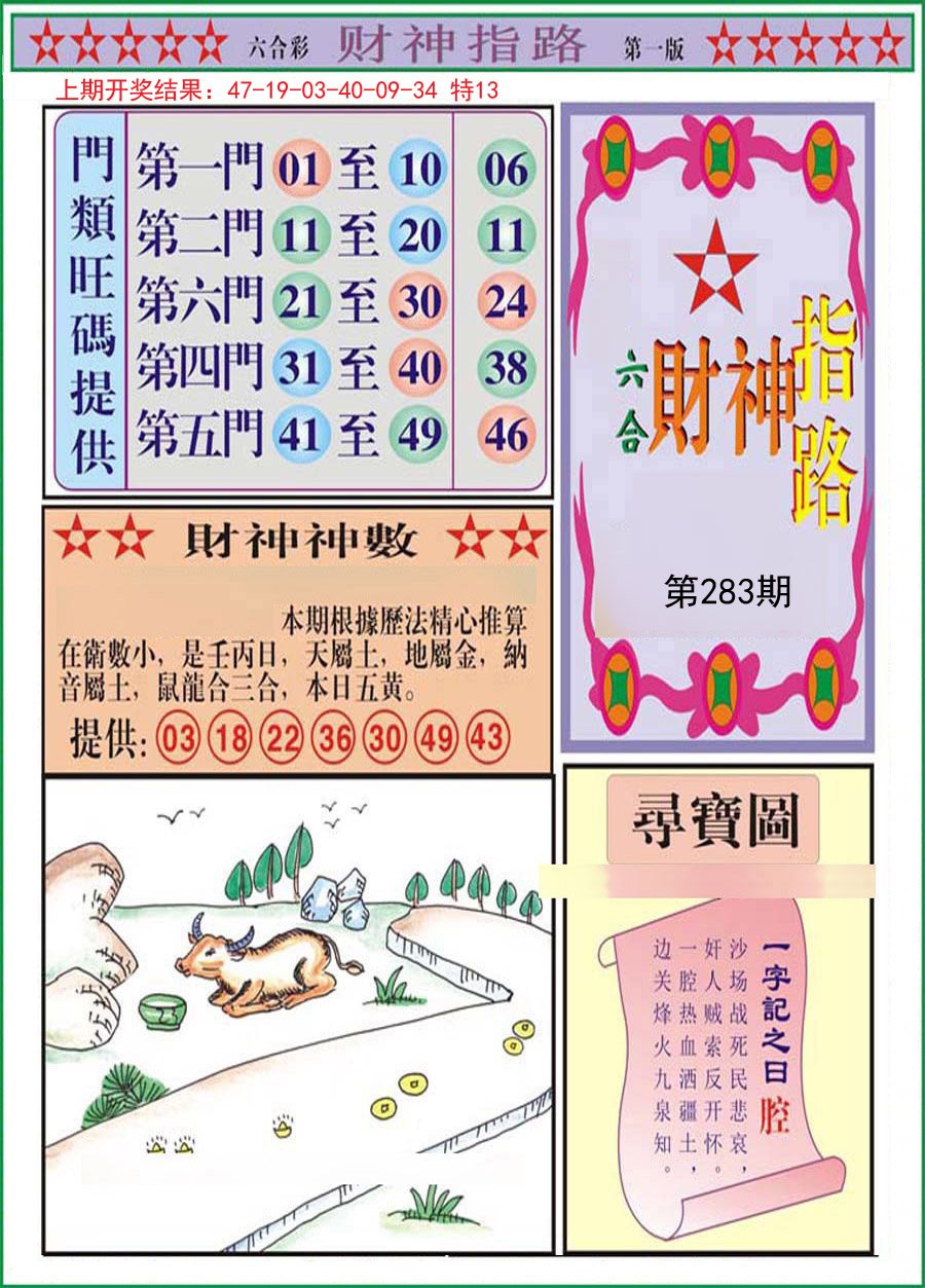 2024283期财神指路A