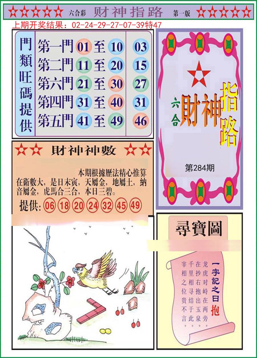 2024284期财神指路A