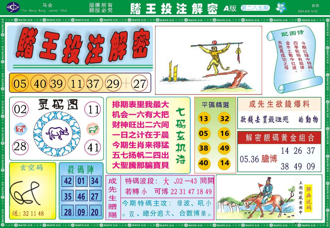 2024285期赌王投注解密