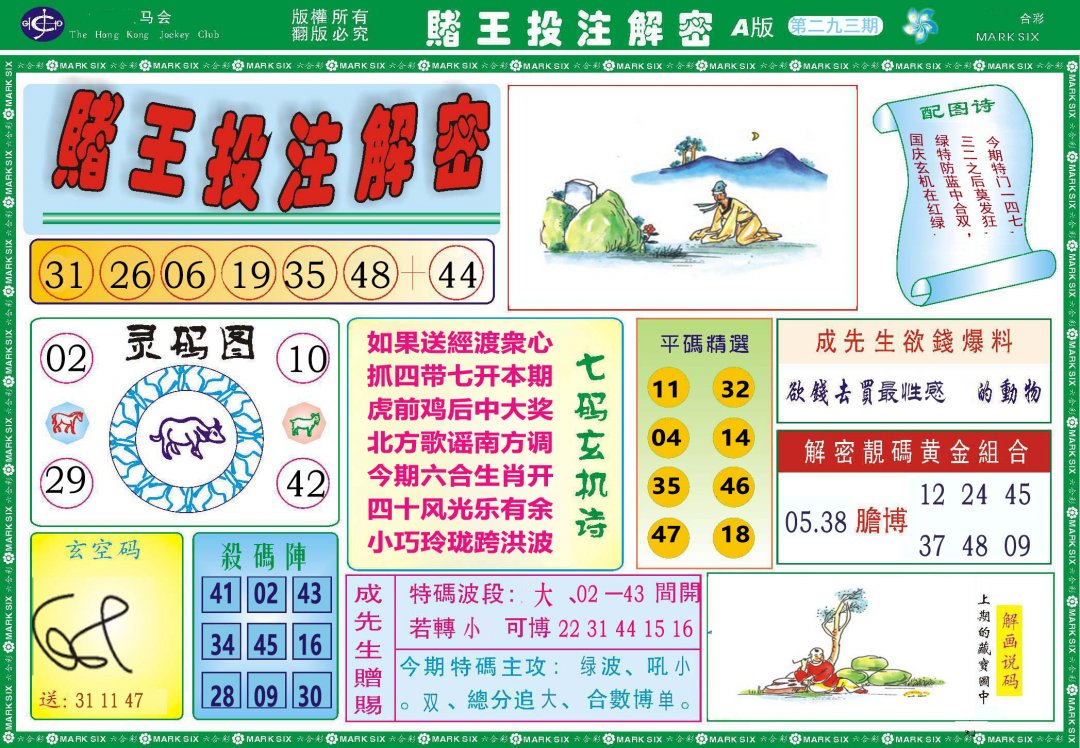 2024293期赌王投注解密