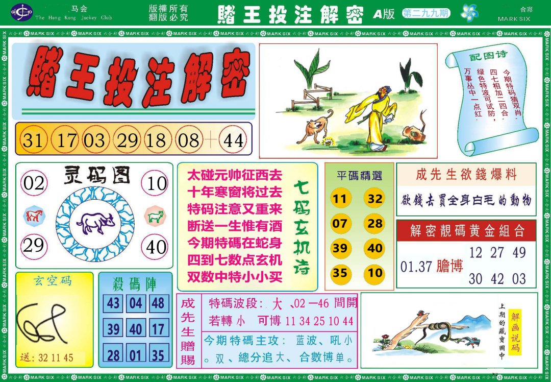 2024299期赌王投注解密