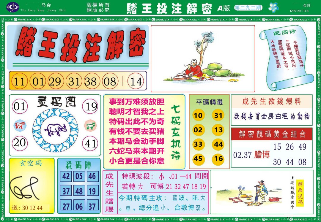 2024292期赌王投注解密