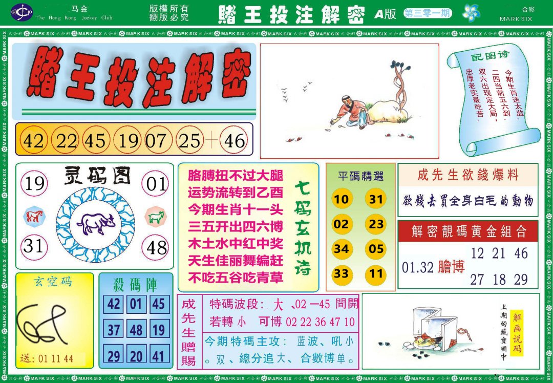 2024301期赌王投注解密