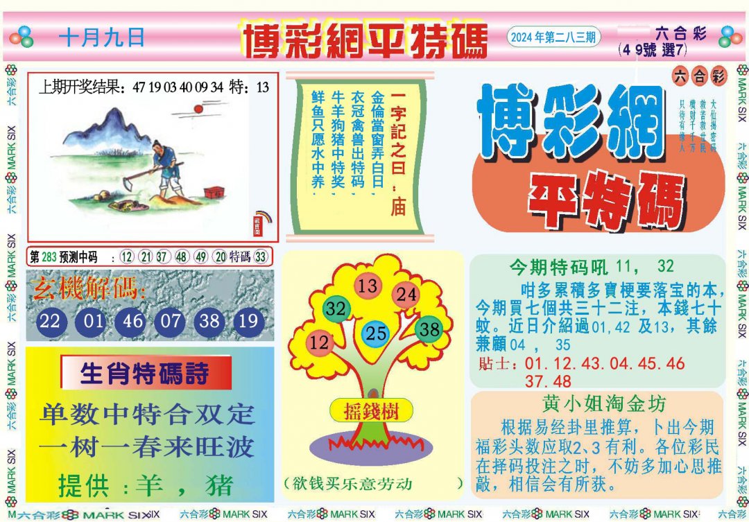 2024283期博彩网平特报