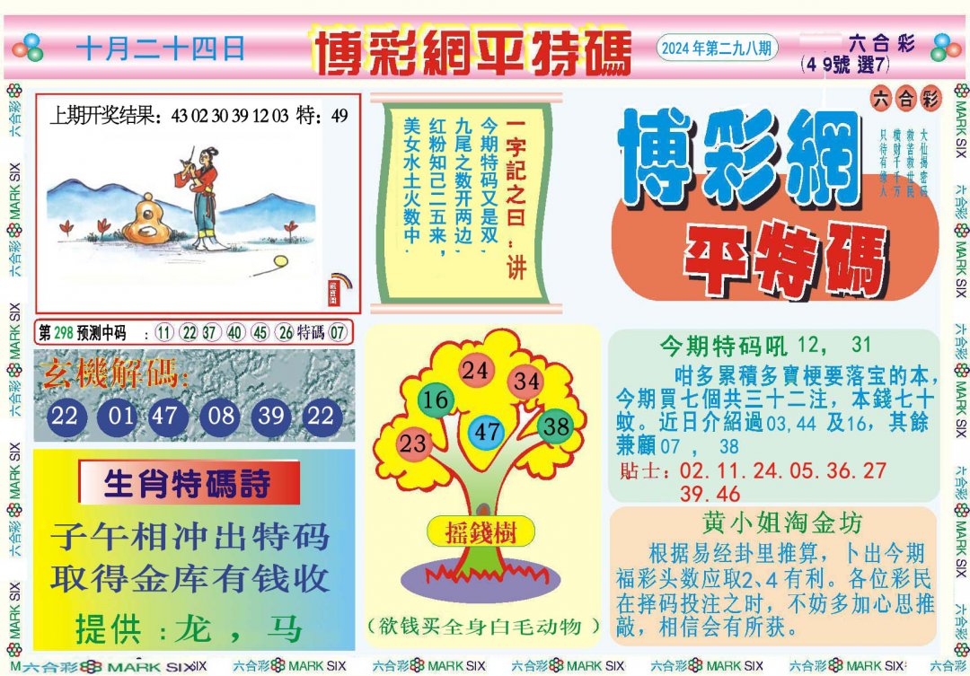 2024298期博彩网平特报