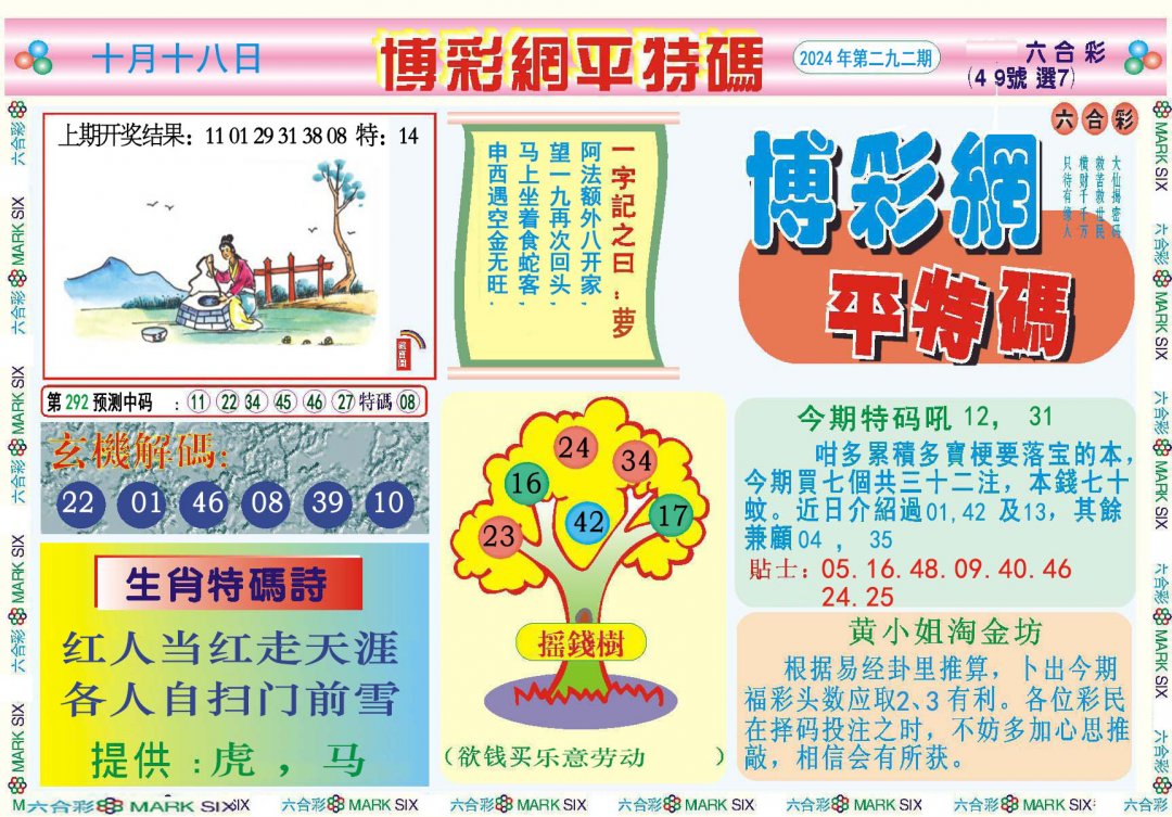 2024292期博彩网平特报