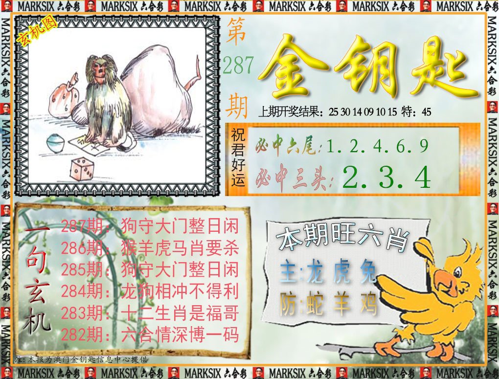 2024287期金钥匙