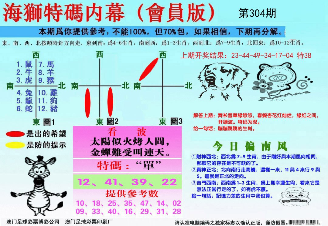 2024304期海狮特码会员报