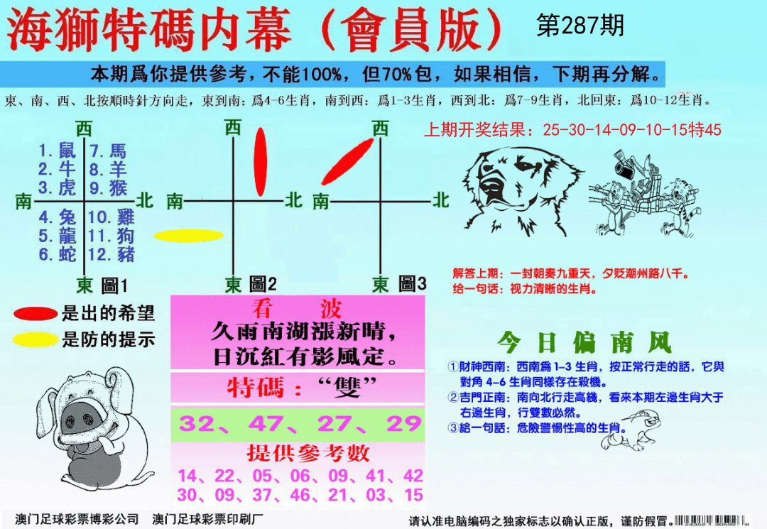 2024287期海狮特码会员报