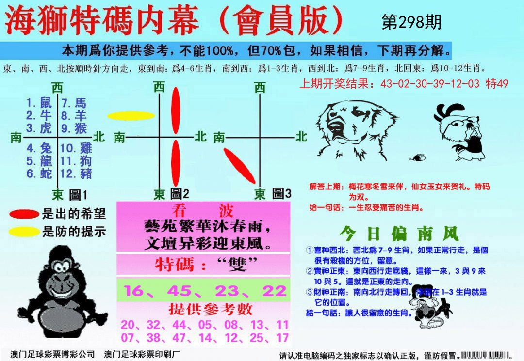 2024298期海狮特码会员报