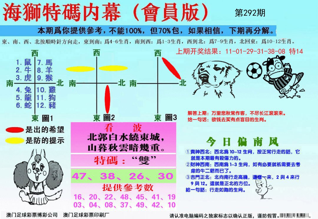2024292期海狮特码会员报