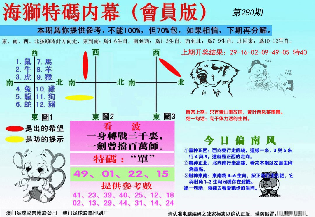 2024280期海狮特码会员报