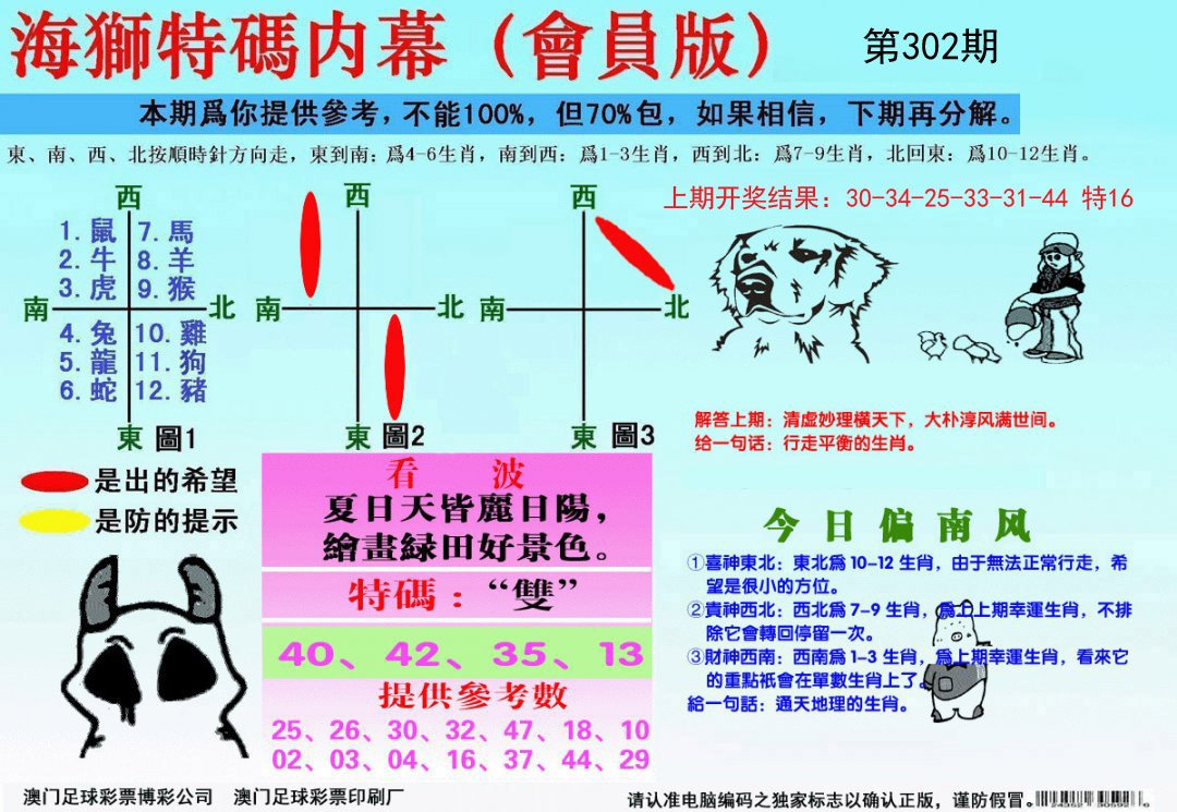 2024302期海狮特码会员报