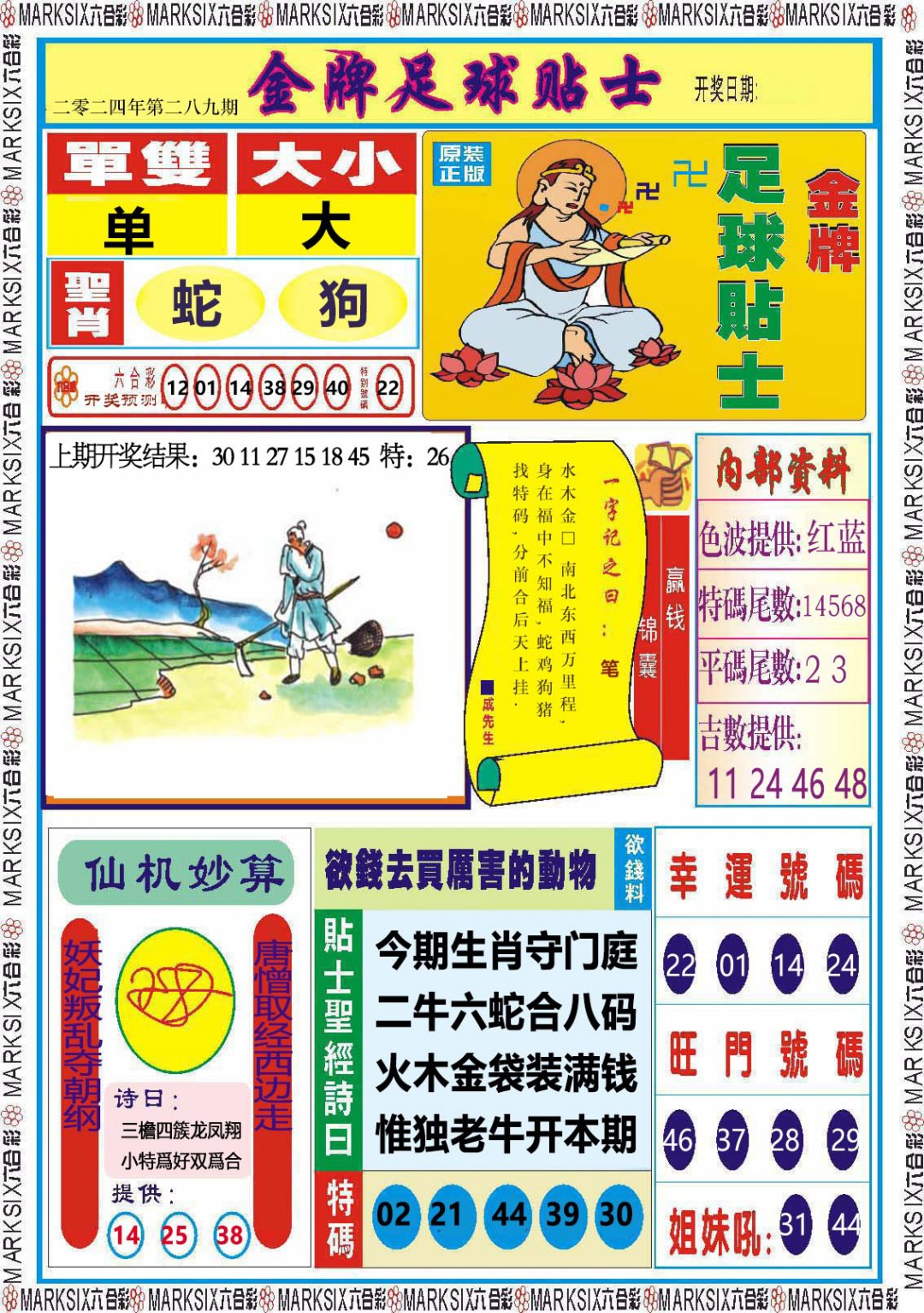 2024289期金牌足球贴士