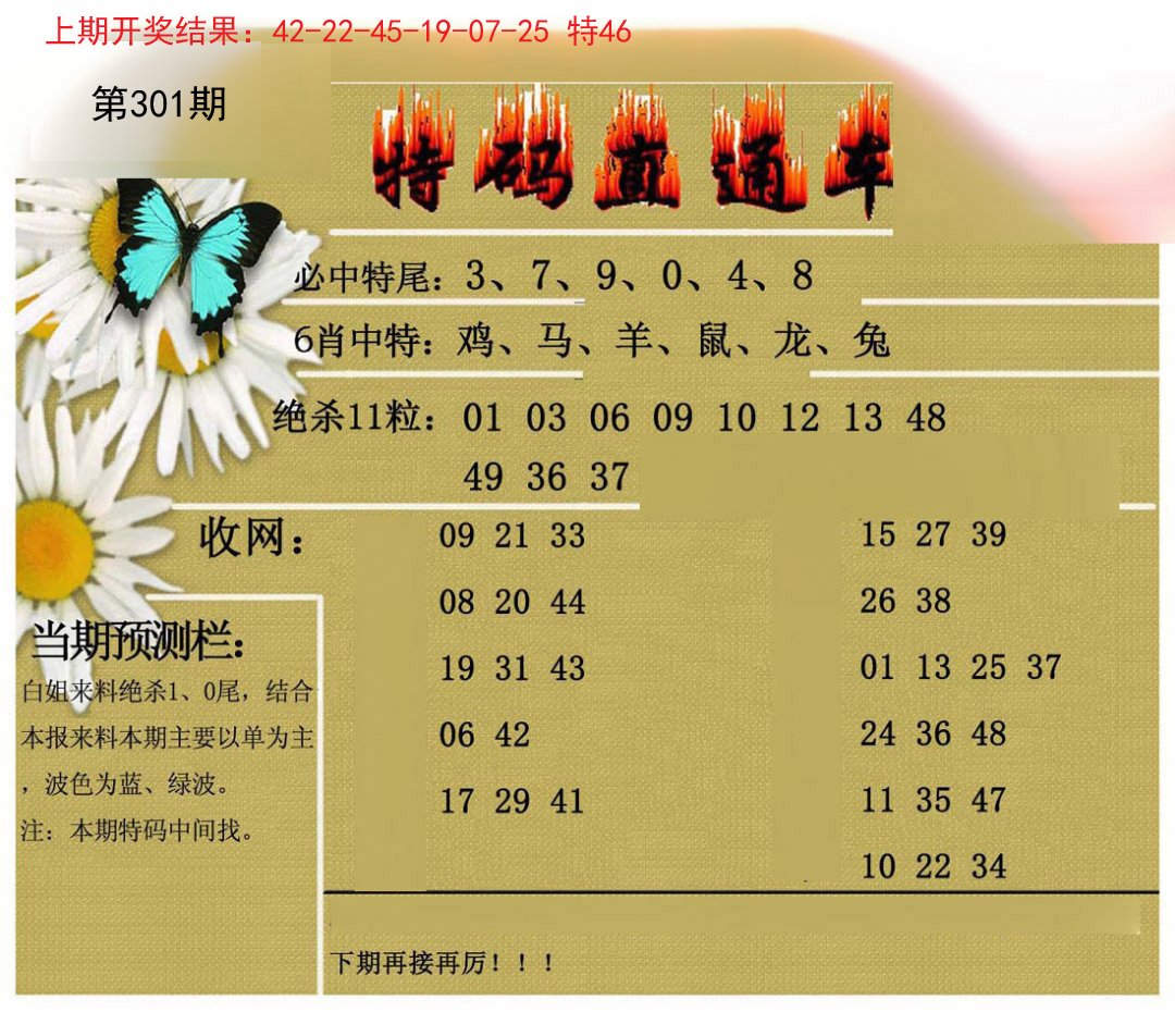 2024301期特码直通车