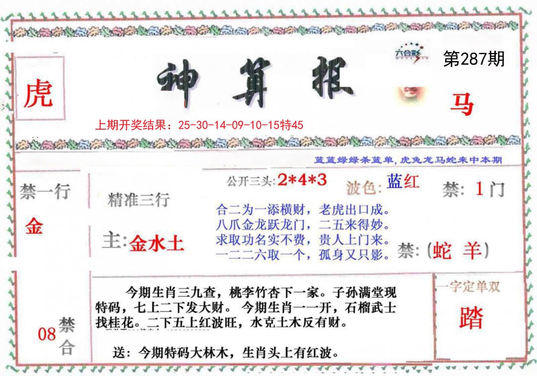 2024287期神算報
