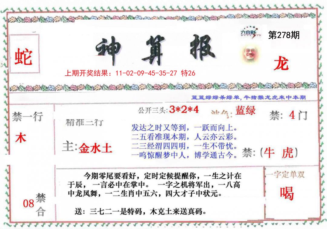 2024278期神算報