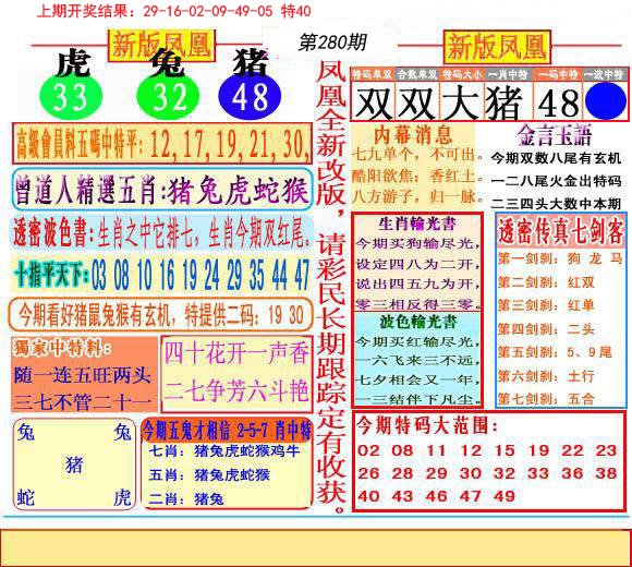 2024280期二代凤凰报