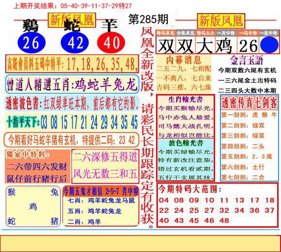 2024285期二代凤凰报