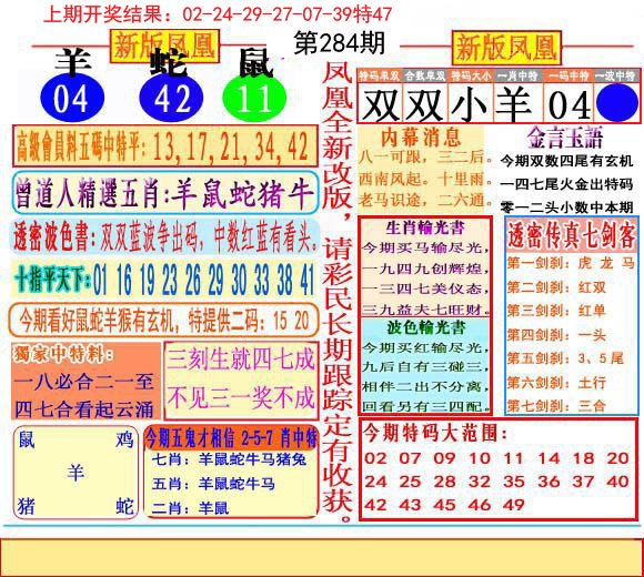2024284期二代凤凰报