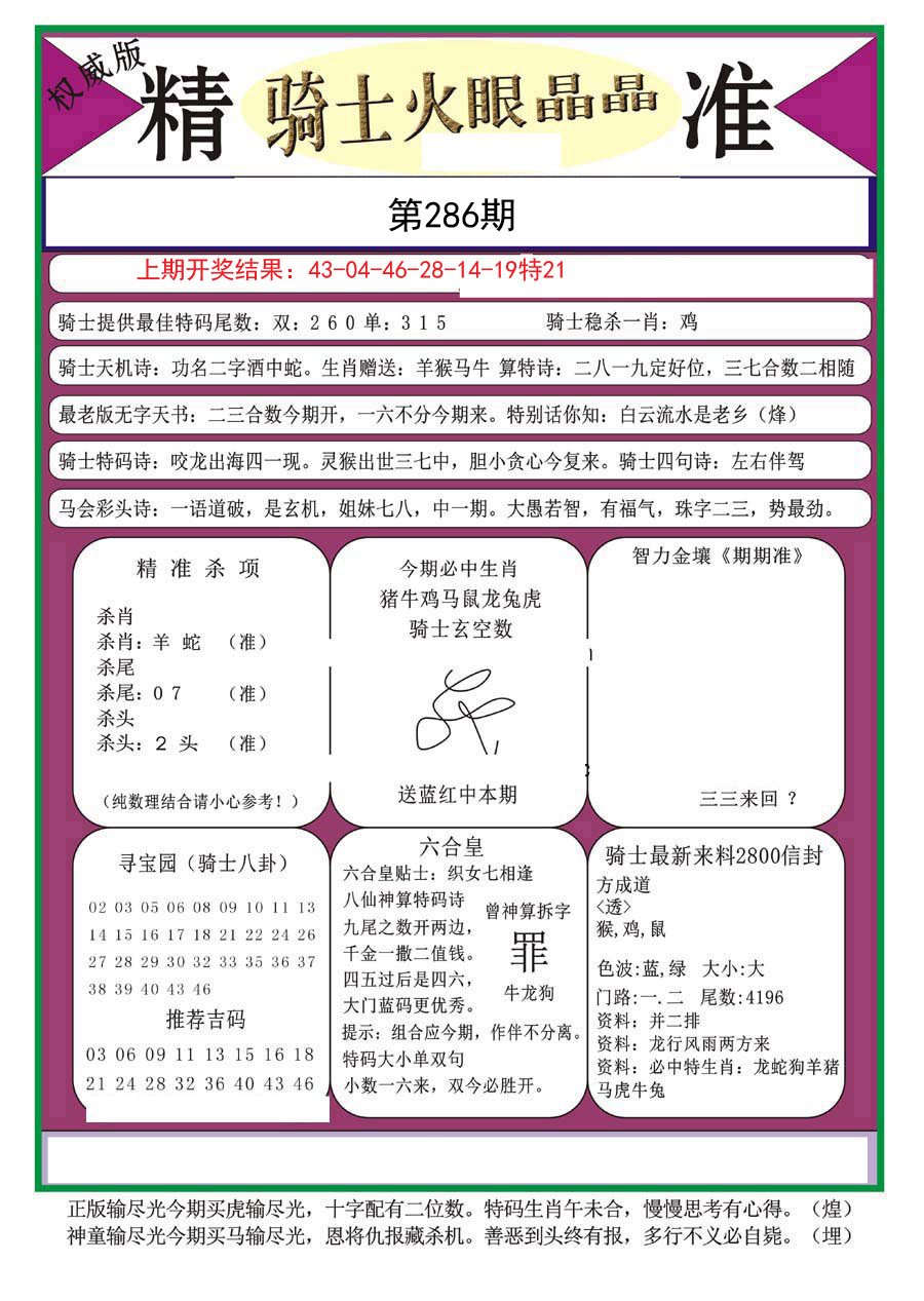 2024286期骑士火眼晶晶（正）
