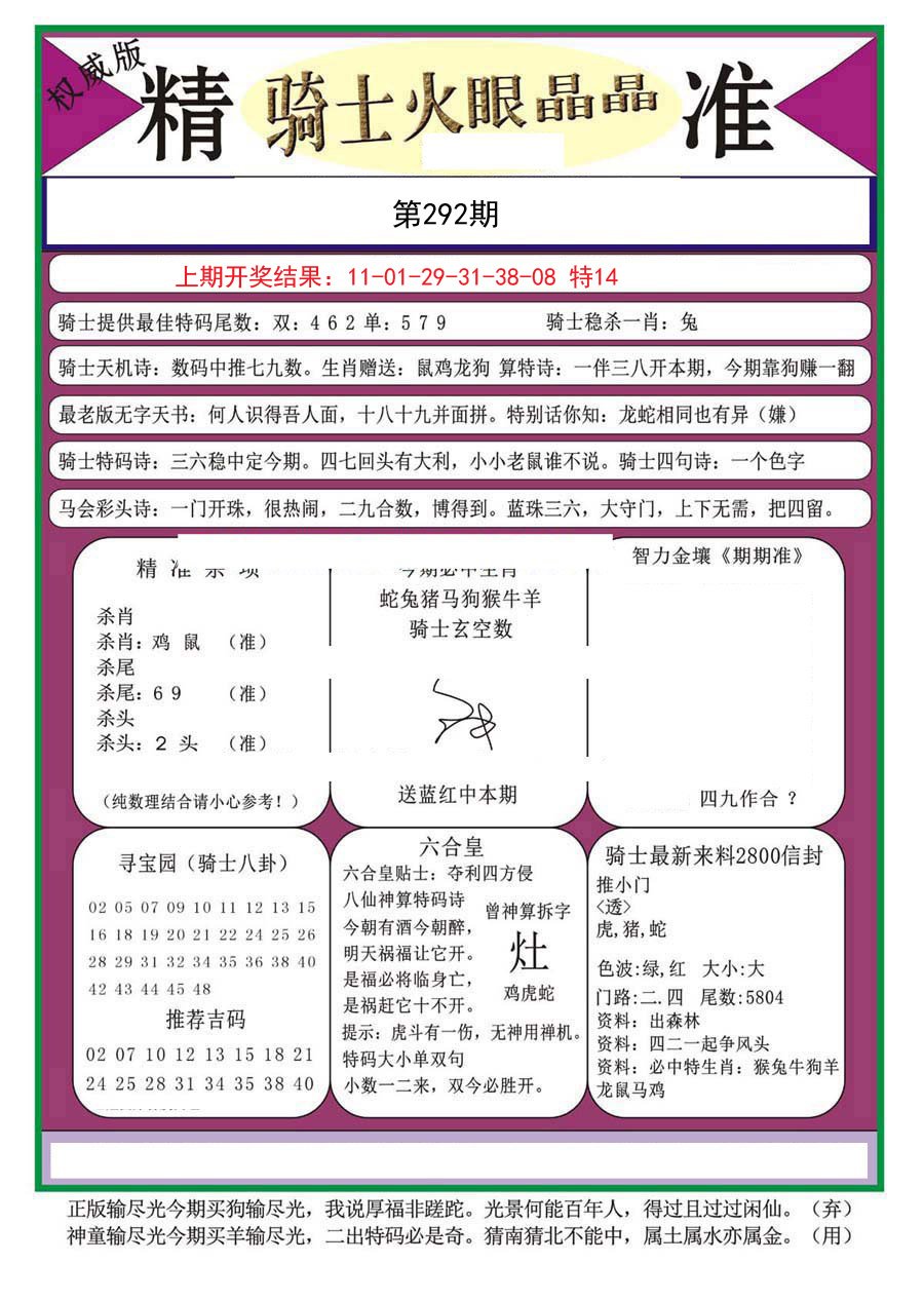 2024292期骑士火眼晶晶（正）