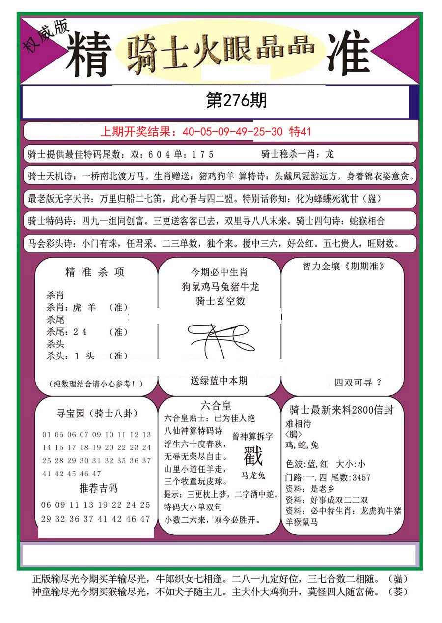 2024276期骑士火眼晶晶（正）