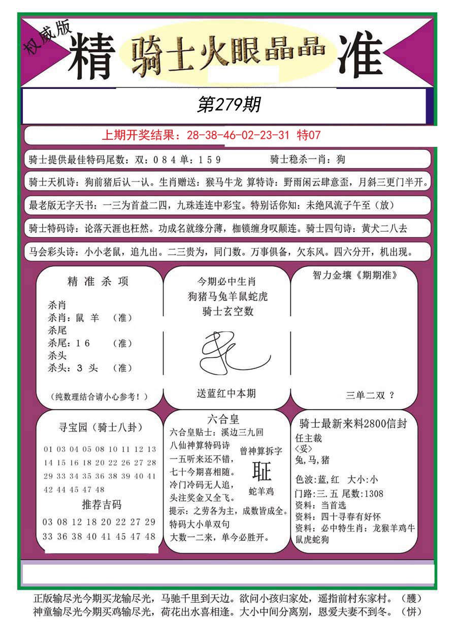 2024279期骑士火眼晶晶（正）