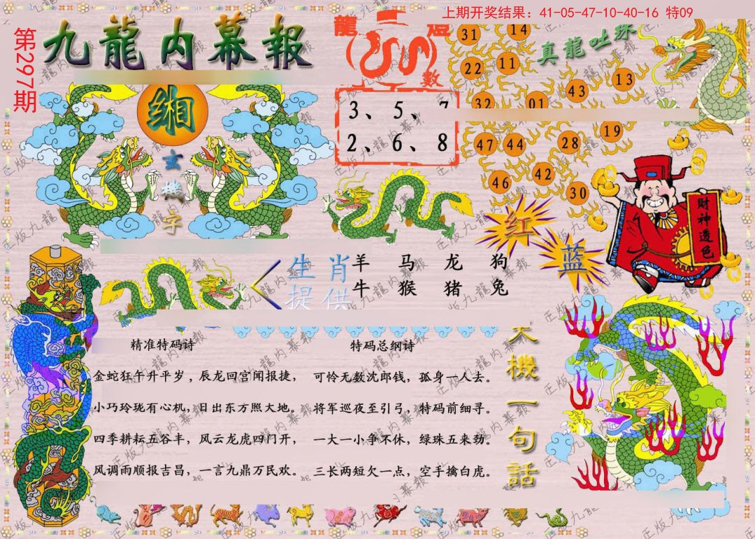 2024297期正版九龙内幕报