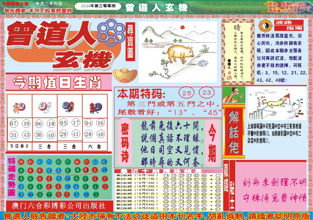 2024300期曾道人玄机A