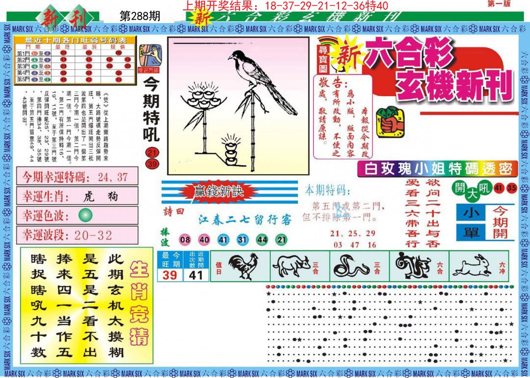 2024288期新六合彩特码新刊A