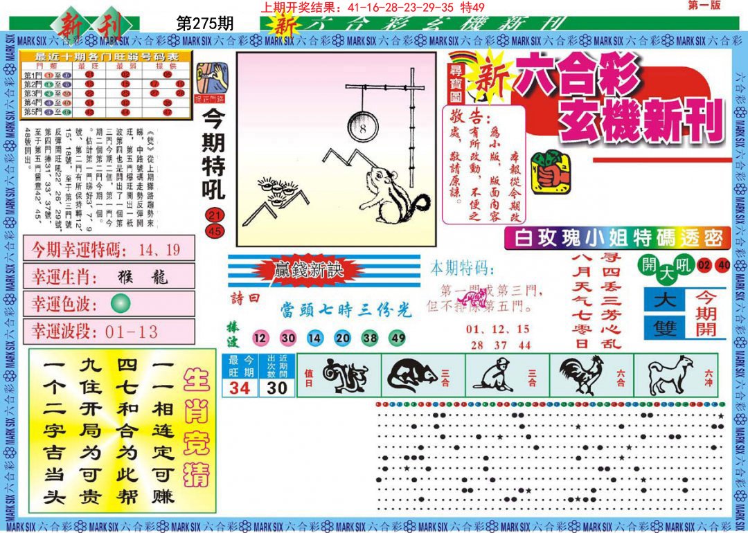 2024275期新六合彩特码新刊A