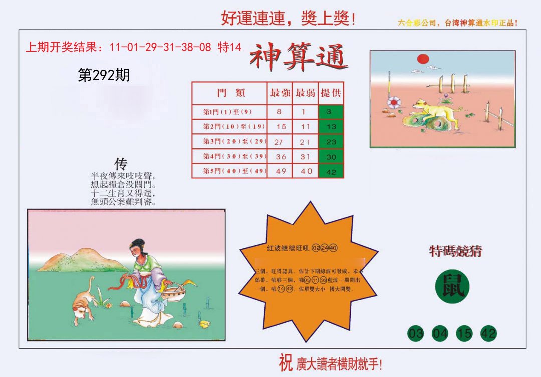 2024292期4-台湾神算