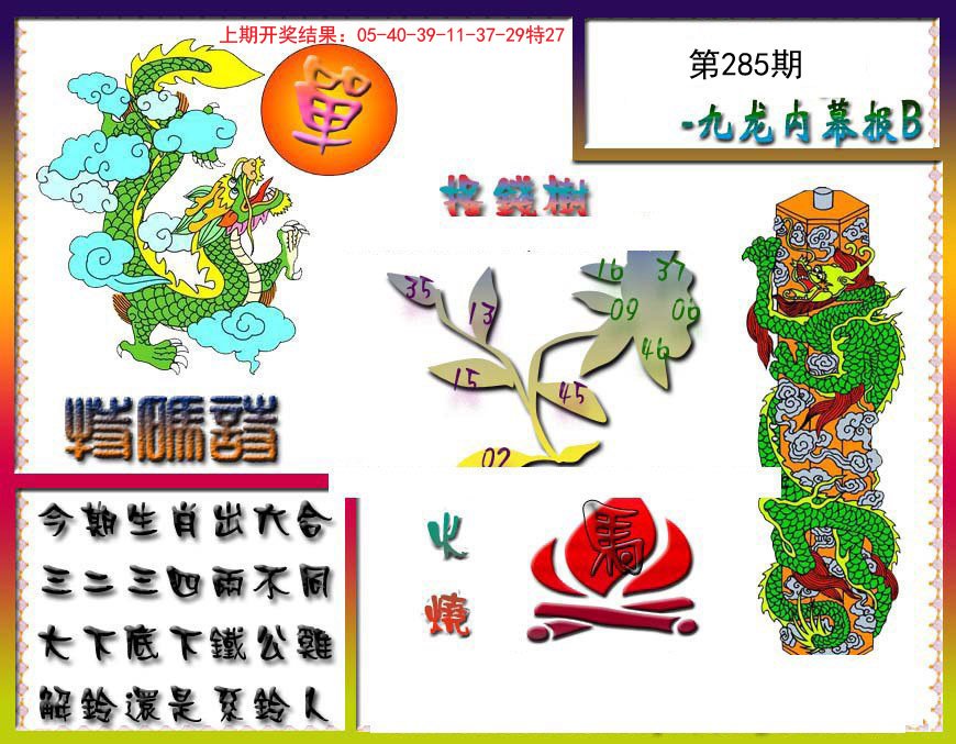 2024285期九龙内幕特肖图a