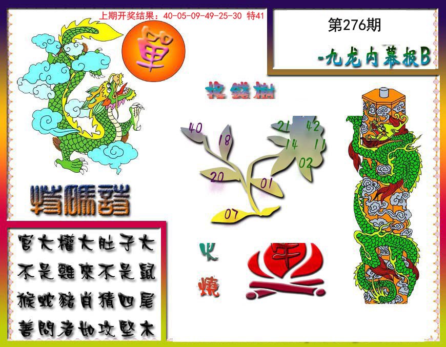 2024276期九龙内幕特肖图a
