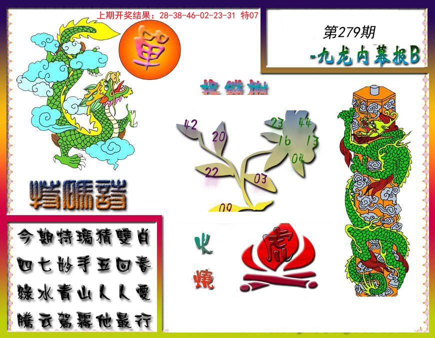 2024279期九龙内幕特肖图a