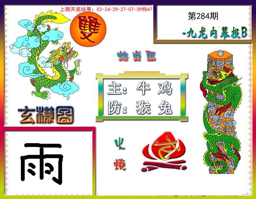 2024284期九龙内幕特肖图B